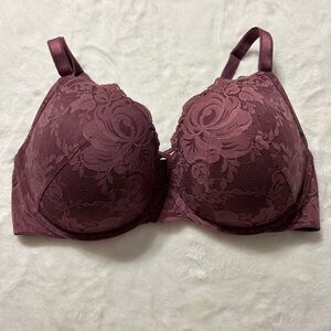 Floral Lace Molded Bra in Wine
